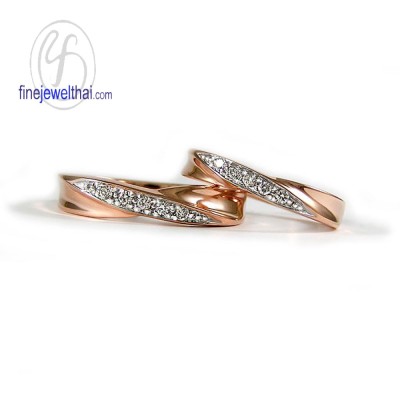แหวนทองสีชมพู พิ้งค์โกลด์ แหวนเพชร แหวนคู่ แหวนแต่งงาน แหวนหมั้น - R1244_5DPG-14K